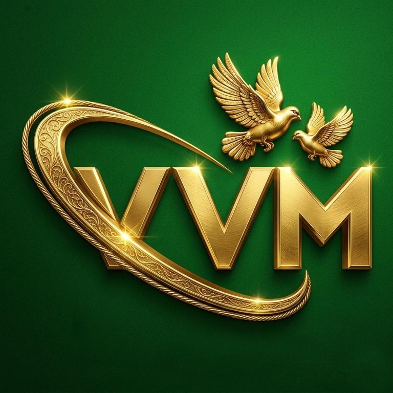 a gold sign with two pigeons and the wordmn at VvM COTTAGE in Thiruchendur