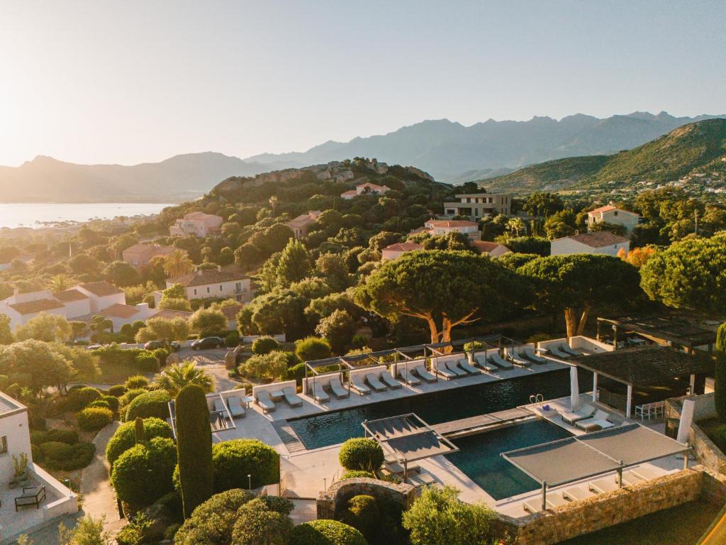 an aerial view of a villa with a swimming pool at La Villa Calvi in Calvi