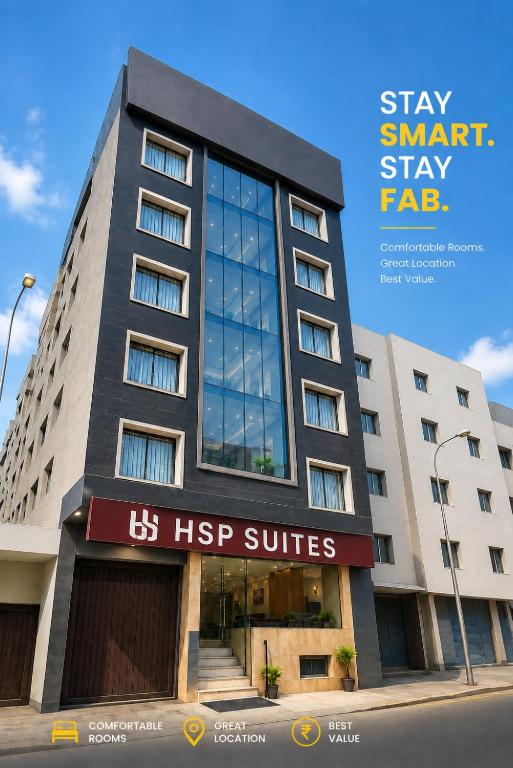 a building with a sign that reads stay smart stay fab at Hotel HSP Suites - Near IGI Airport, New Delhi in New Delhi