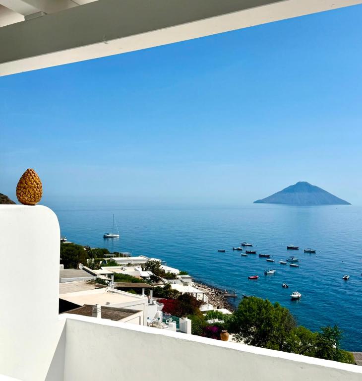 a view of the ocean from a balcony at Casa Prete in Panarea