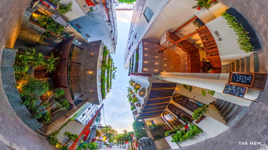 an overhead view of a building with plants at Thè HEM Hotel and Apartment in Danang