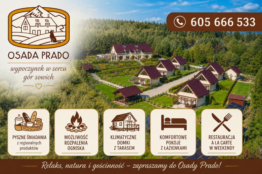 a real estate brochure for a house in a forest at Osada Prado in Michałkowa