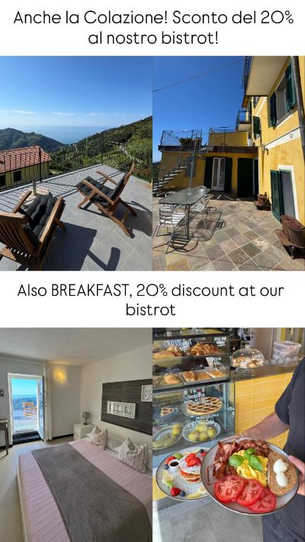 a collage of pictures of a house with food on a patio at Affittacamere PZ in Vernazza