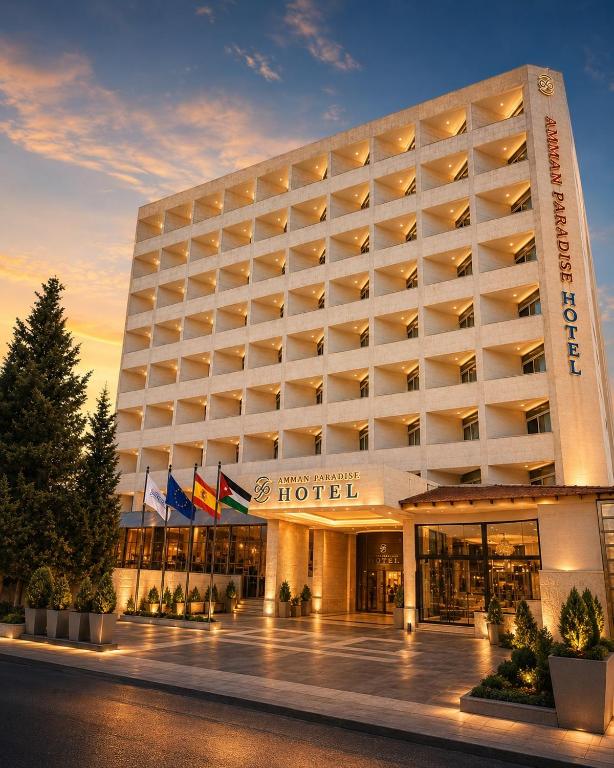 a rendering of a hotel with a sunset at Amman Paradise Hotel in Amman