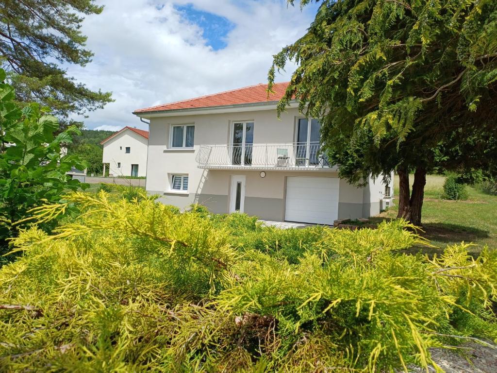 a white house with a tree and grass at VILLE au VERT in Verdun-sur-Meuse
