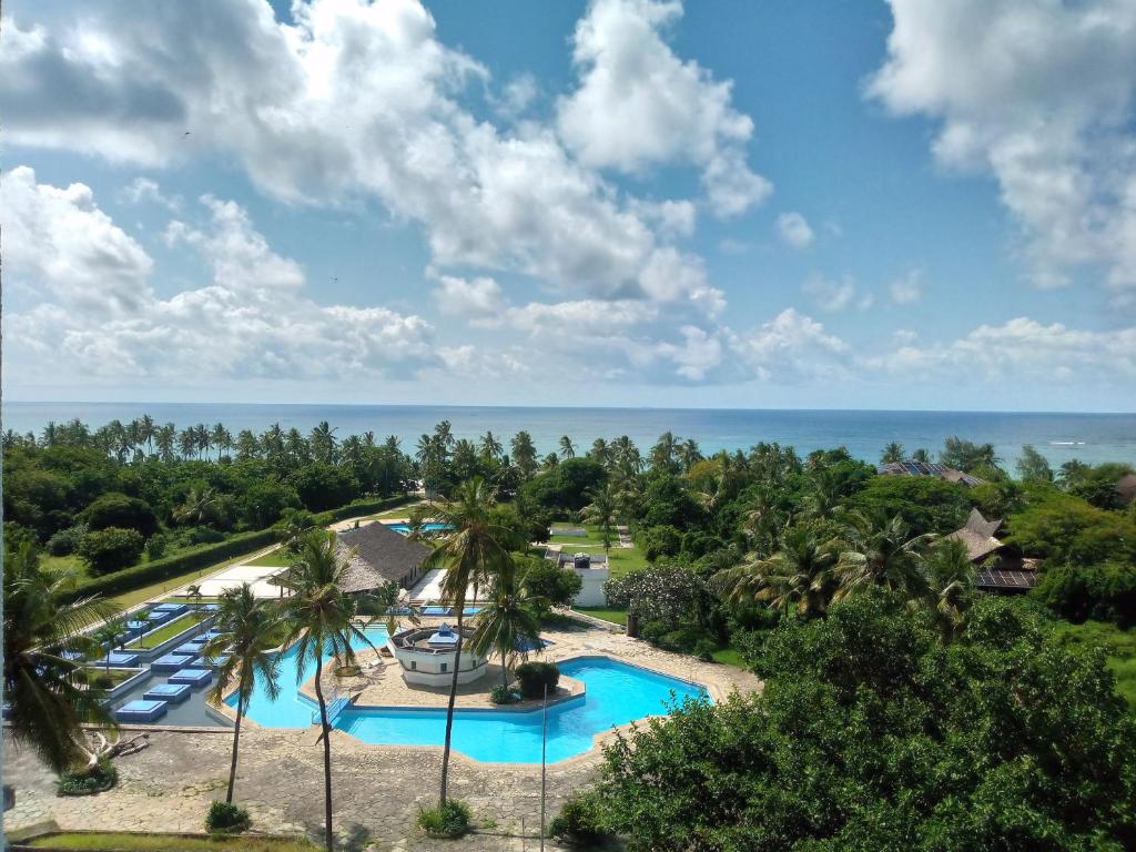 an aerial view of the resort with the ocean in the background at Heaven place -1 bedroom beachfront unit in Ukunda