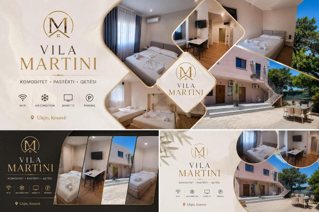 a collage of photos with a villa marriott logo at Vila Martini in Vlorë