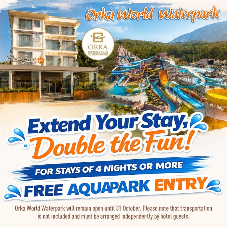a flyer for a water park at anza world water park at Orka Boutique Hotel in Fethiye