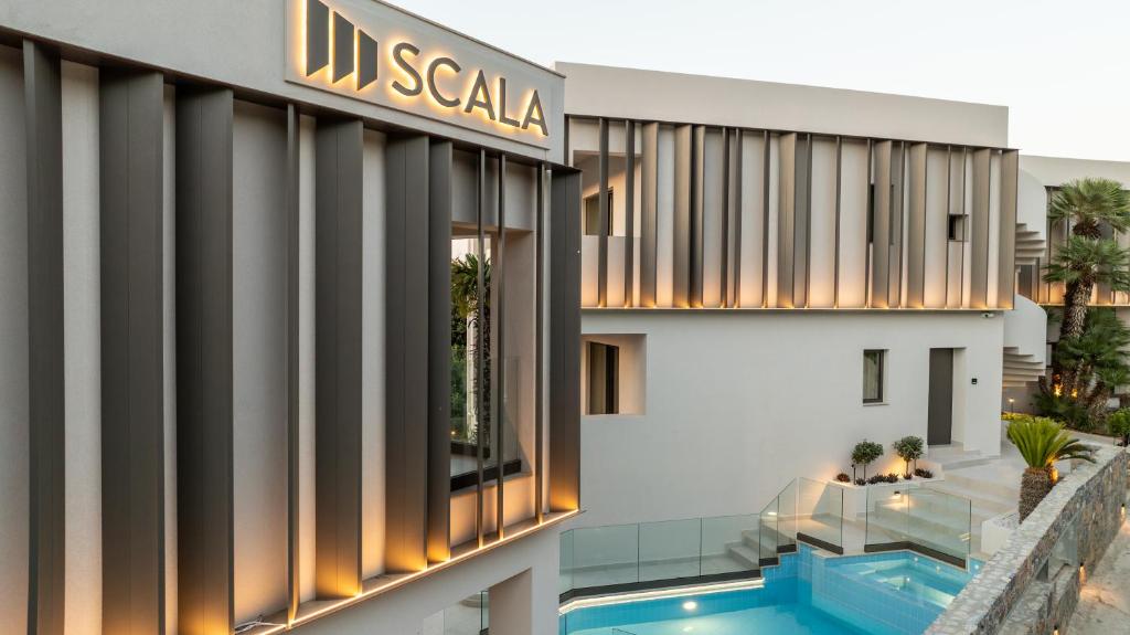 a rendering of a building with a swimming pool at Scala Boutique Hotel & Suites - Adults Only in Agia Pelagia