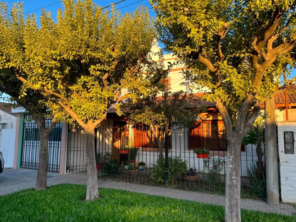 a group of trees in front of a house at La Casa del Barrio in Ramallo