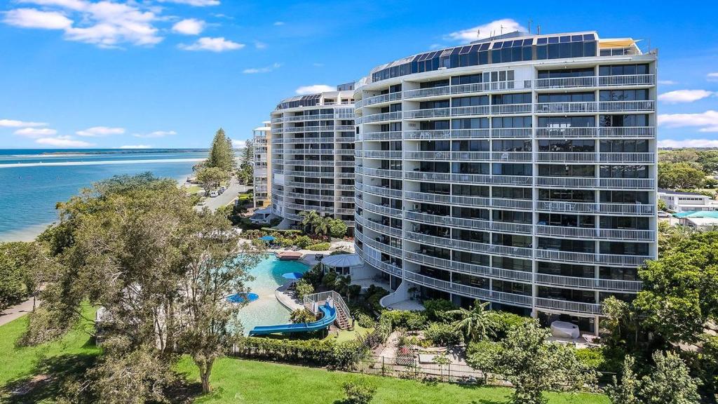 an aerial view of a resort with a pool at Gemini Resort 55 Stunning Ocean Views in Golden Beach