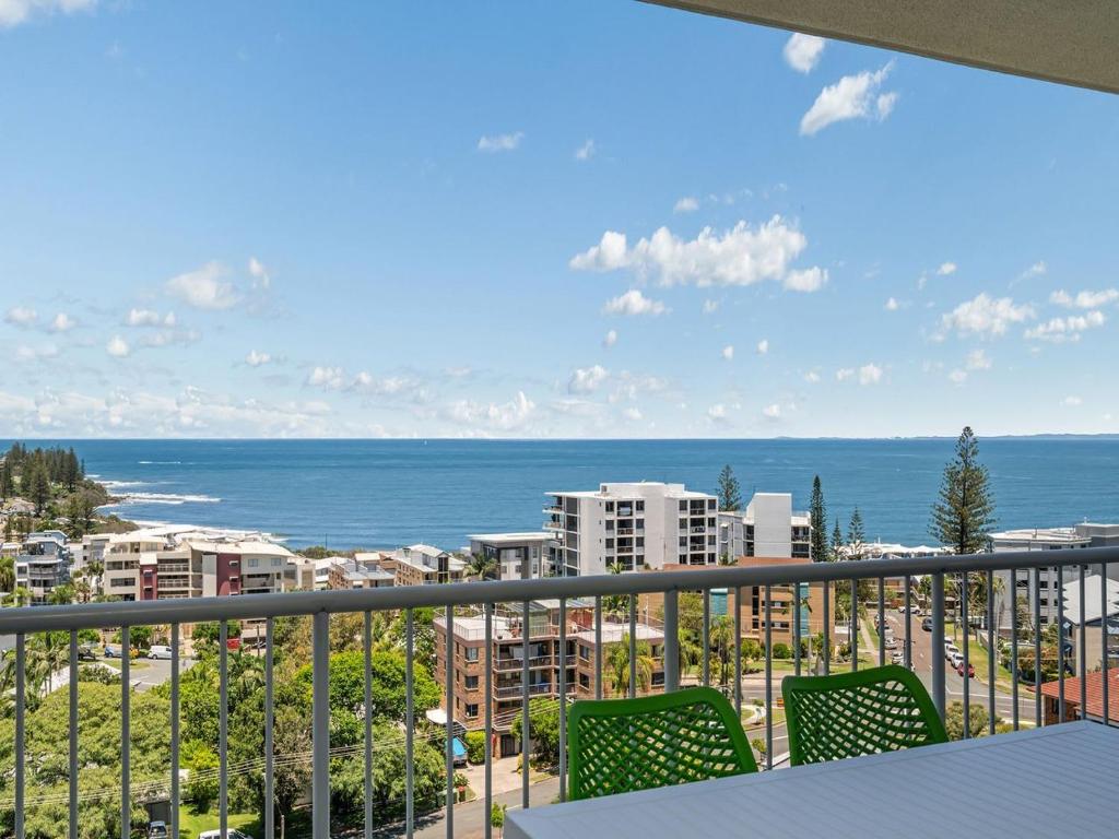 a balcony with a view of the ocean at Aurora Pacific Unit 12 in Caloundra