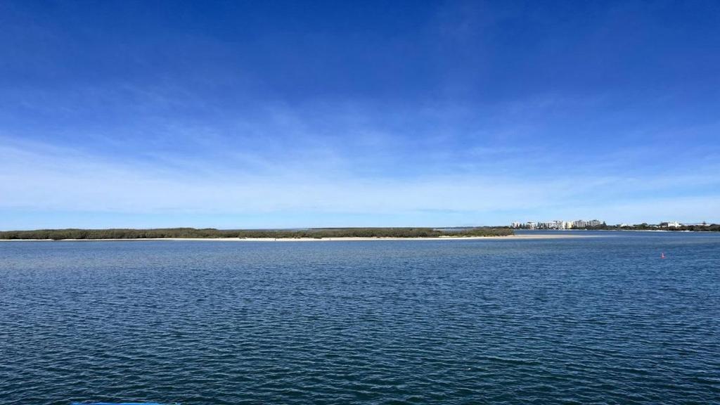 a large body of water with trees in the distance at Absolute Waterfront With Rooftop! in Caloundra