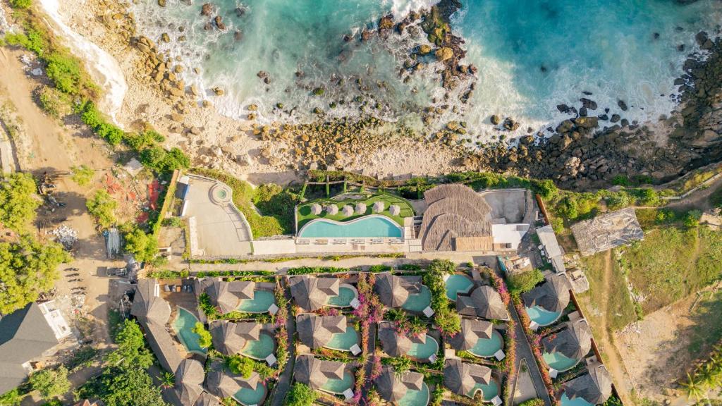 an aerial view of a resort near the ocean at Ora Resort Avia Blue Lagoon in Nusa Lembongan