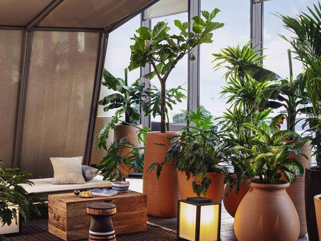 a room filled with lots of potted plants at Novotel Paris Porte Versailles in Paris