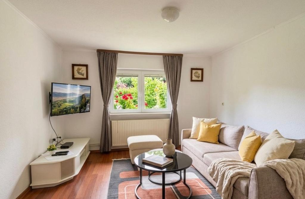 a living room with a couch and a table at Hava apartment in Sarajevo