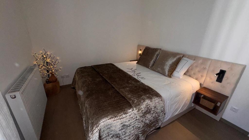 a bedroom with a large bed in a room at Sous les Capucines in Saint-Gervais-les-Bains