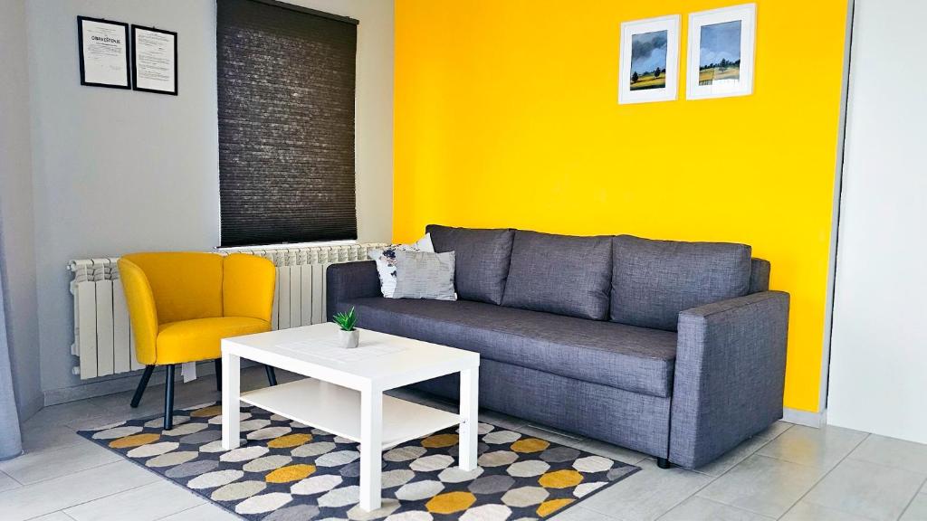a living room with a couch and a table at Apartmani Tika in Golubac