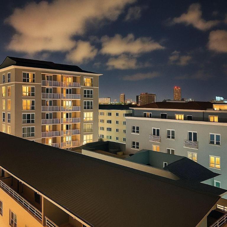 a view of buildings in a city at night at Pc Luxury 1 bedroom with pool in Lagos