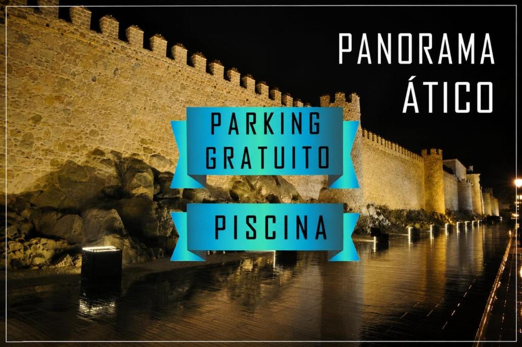 a wall with the words panamanca ate and fsisinia at Panorama Ático in Ávila