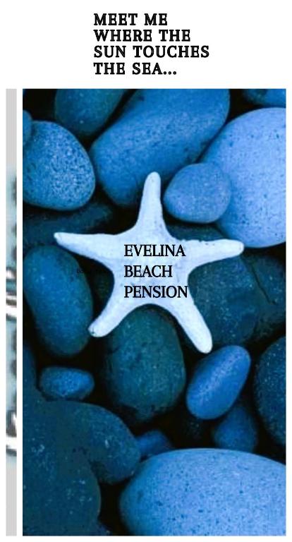 a poster for a movie with a star on top of rocks at Evelina Pension Guest beach House-rooms and studios means vacation beside the sea-swimming in the sea-There is nothing like a morning walk on a beach-Beachlife definitely has a different vibe in Perissa