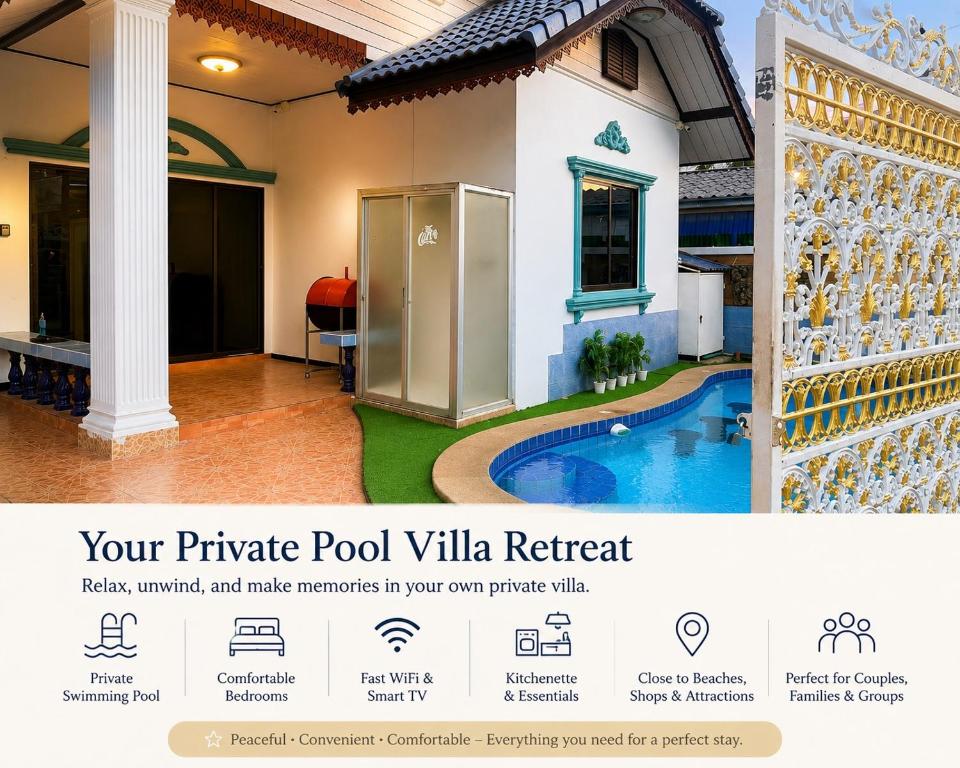 a website of a house with a swimming pool at Affordable pool villa in premium location in Pattaya