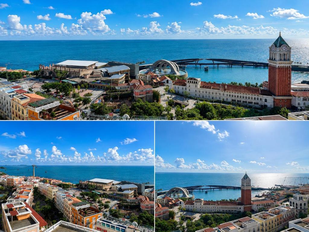 a collage of two pictures of a city at Love & Peace Apartment in Phú Quốc
