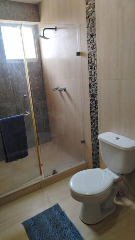 a bathroom with a shower with a toilet and a shower at Terramia Suite in Cabudare