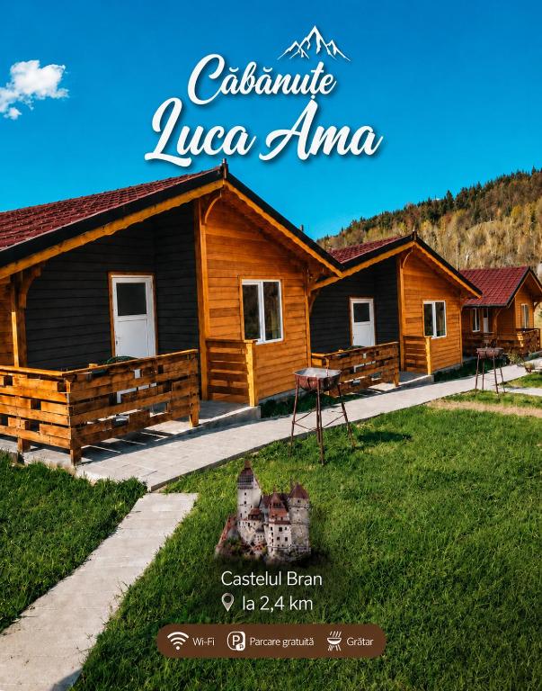 a cabin in the mountains with a grassy yard at Cabanute Luca Ama Bran in Bran