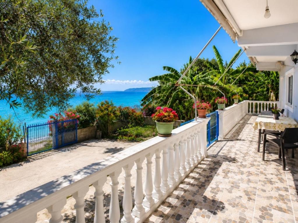 a balcony with a view of the ocean at Wonderful Sea View in Borsh