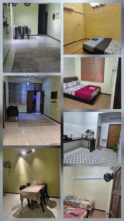 a collage of four pictures of a room at Jeda Salihah in Baling