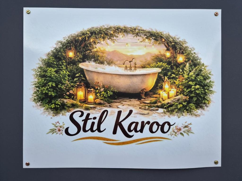 a picture of a bath tub with a christmas wreath at Stil Karoo in Montagu