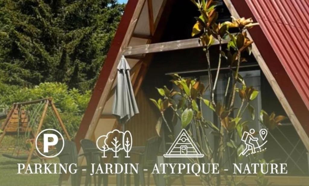 a sign that says parking jauthahoahoahoahoaho at Loray des Bois - Cabane - Tipi - Cottage in Loray