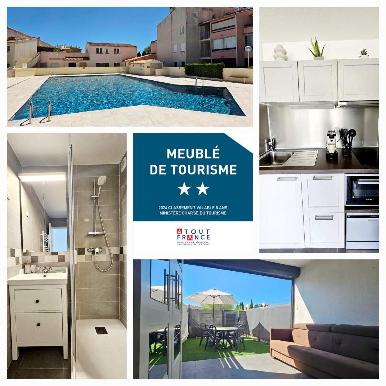 Studio, Terrasse et piscine, Proche centre et plages
