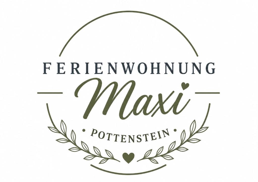 a vector illustration of afeminine maxi logo with a laurelreath at Ferienwohnung Maxi in Pottenstein