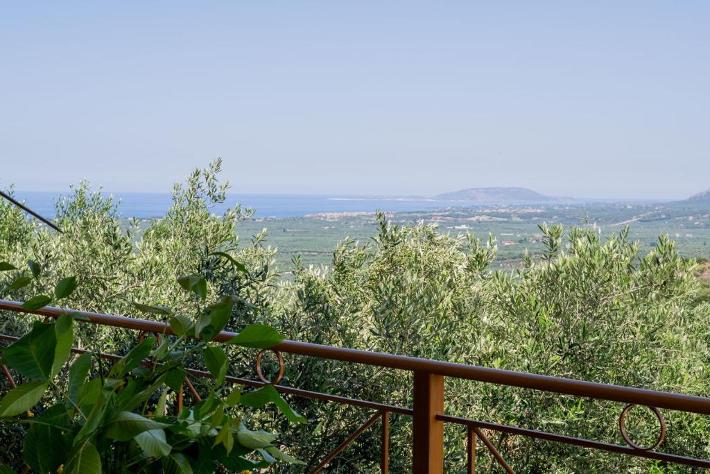 a view of the olive trees from a balcony at Anima Horizon-Petra Apartment in Elaiófiton