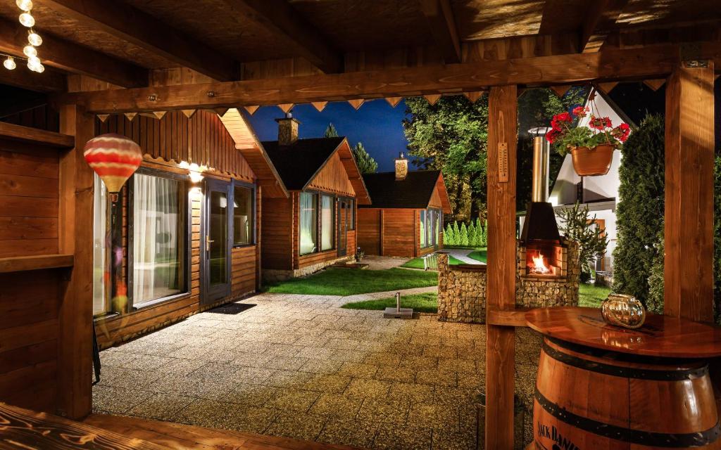 a view of a wine tasting room in a cabin at Villa Bellevue Wellness in Liptovský Mikuláš