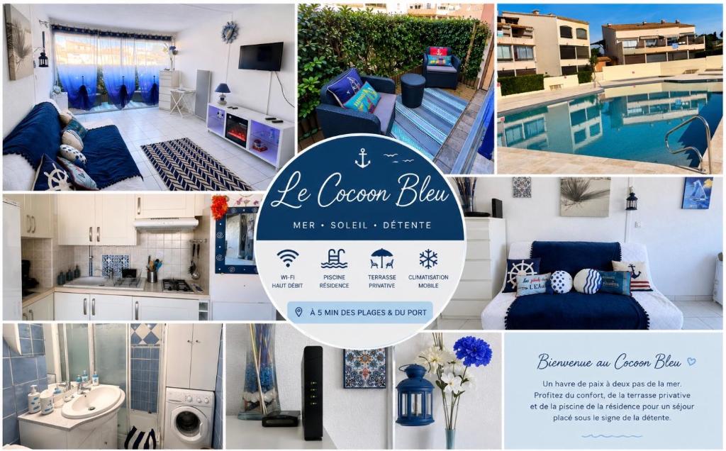 Le Cocon Bleu, piscine parking 2 personnes