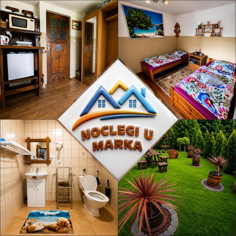 a collage of pictures of a hotel room at Noclegi u Marka in Czernichów