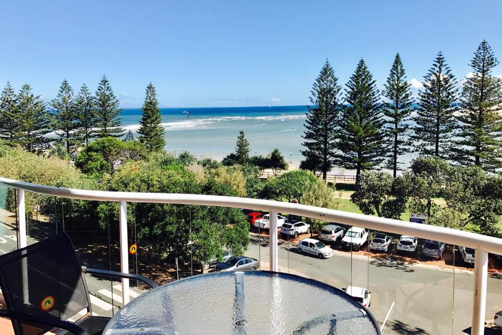 a view of the beach from the balcony of a condo at Waterview Resort in Caloundra