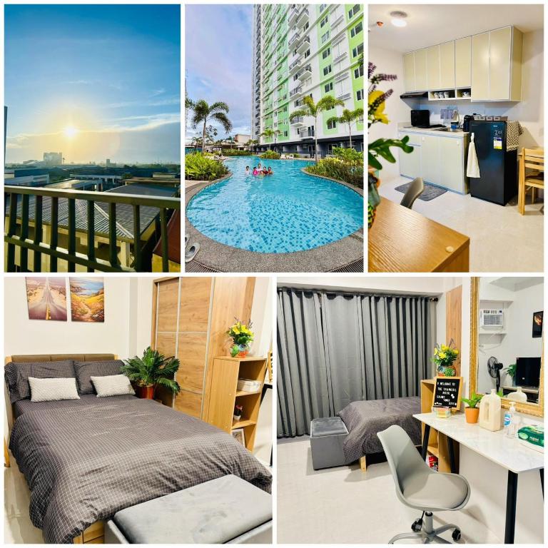 a collage of photos of a apartment with a pool at The Tranquil Nook in Mandaue City