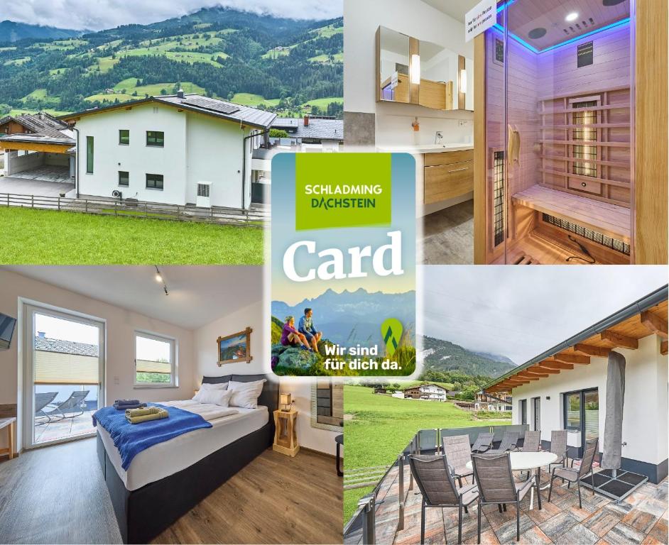a collage of pictures of a house at Apartment Alpenstyle Ennstal in Aich