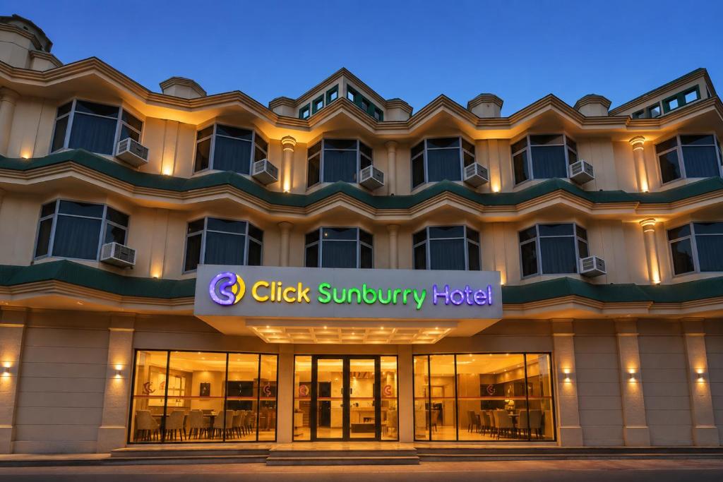 a building with a sign that reads click symphony hotel at Click Sunburry Hotel Katra in Katra