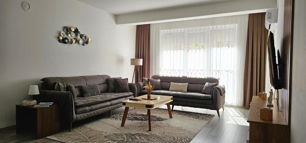 a living room with a couch and a table at Value Living Apartment in Ferizaj