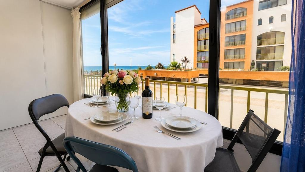 Loggia with sea view, Beach 100 m, Palm Beach Barcarès