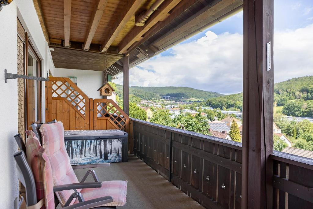 a balcony with a view of the mountains at Lina's Rhön in Bad Brückenau