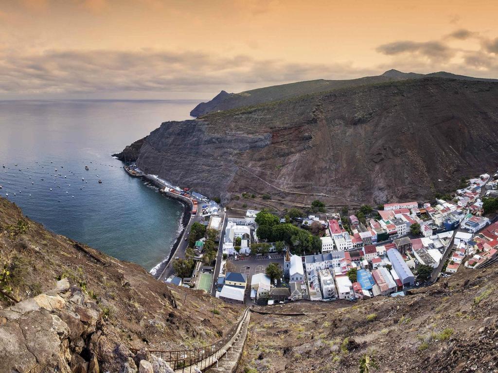 an aerial view of a town on a mountain at Mantis St Helena in Jamestown