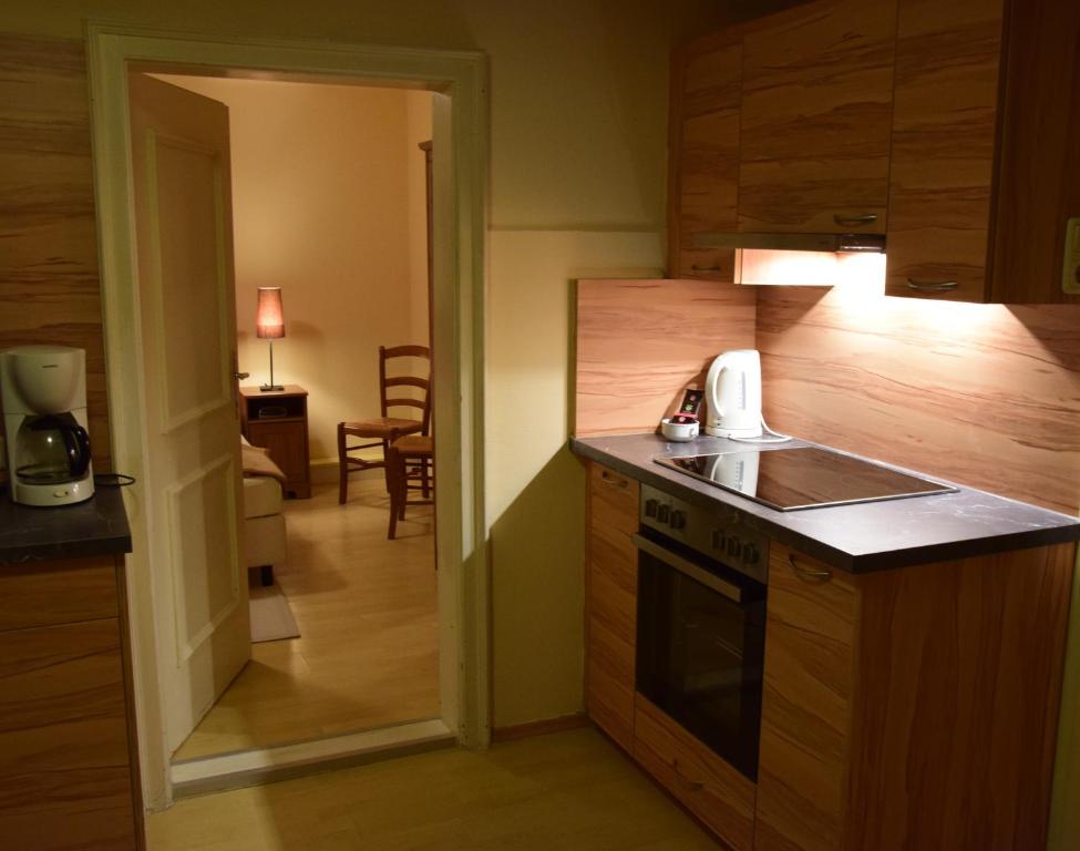 Kuchyň nebo kuchyňský kout v ubytování Ferienwohnung Fürstenbrunn