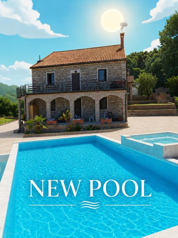 a villa with a new pool in front of a house at Villa DTS3 in Kaštel