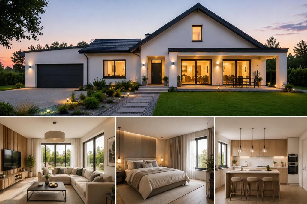 a modern house with a living room and a bedroom at Maison Fassinou in Porto-Novo